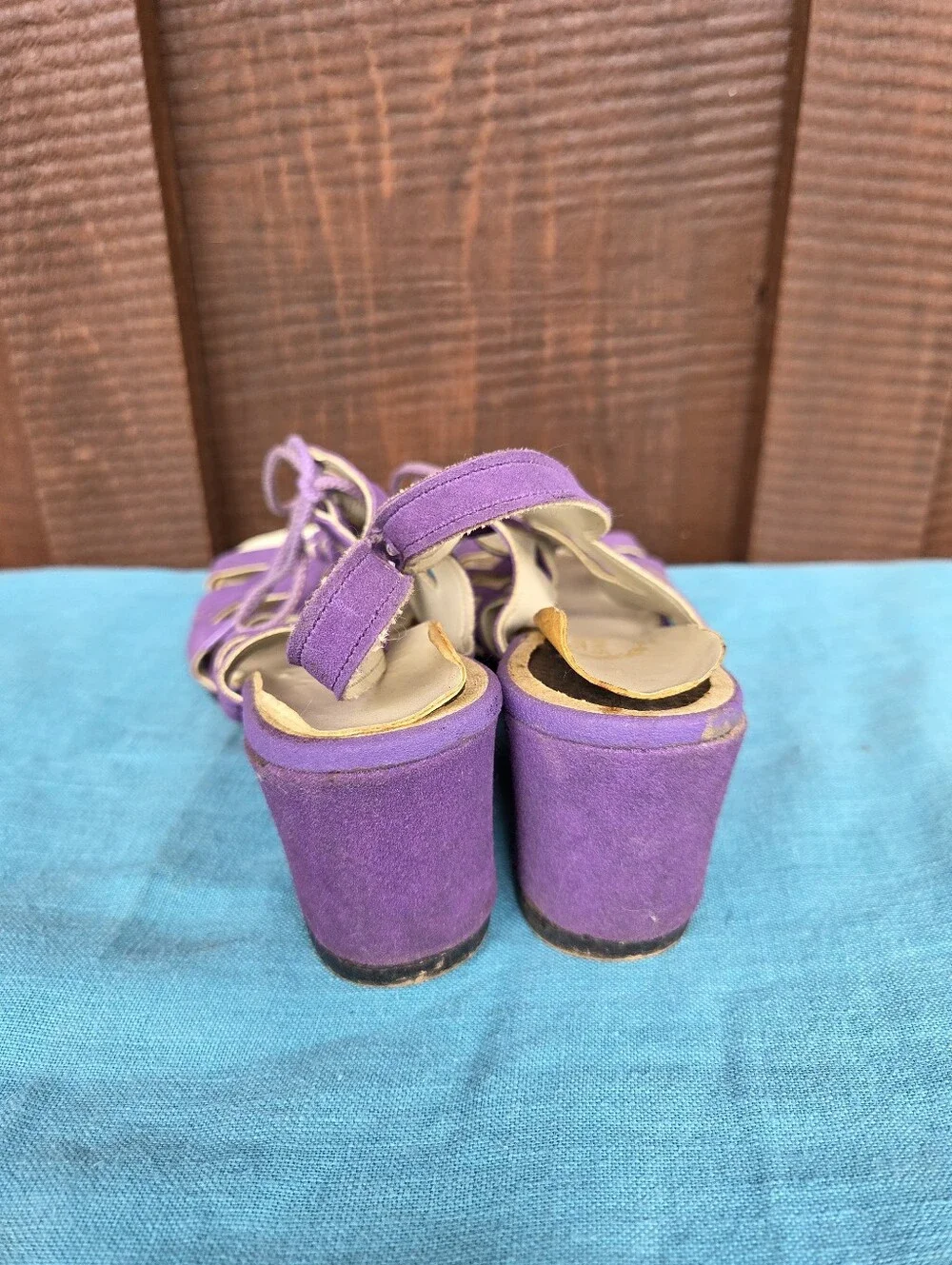 1970s Purple Lace Up Wedges Shoes Brown's Boot Shop